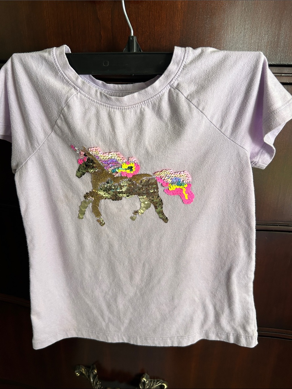 Cat & Jack Lavender Short-Sleeve Sequin Unicorn Tee